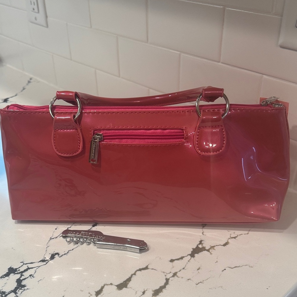 Glossy Pink Cosmetic Bag with Handle